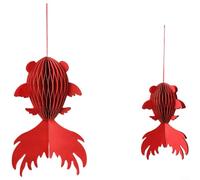 Trayne Lanterne en papier rouge en origami koi à suspendre pour le Nouvel An chinois avec Dieu de la richesse pour jardin ou intérieur (ensemble de poissons)