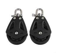 Trayne Lot de 2 poulies robustes en nylon avec grille rotative pour gréement de voilier et accessoires marins, charge maximale de 460 kg pour corde de 10 mm