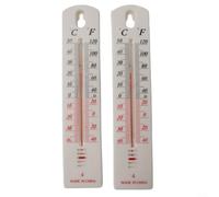 Trayne Lot de 2 thermomètres muraux pour intérieur et extérieur, plaque en plastique résistant aux intempéries avec échelle transparente Celsius et Fahrenheit pour la maison