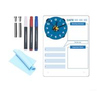 Trayneel Calendrier mural en acrylique effaçable à sec avec horloge, design transparent, résistant aux rayures, comprend des marqueurs rouges bleus et blancs pour la maison, le bureau, la salle de