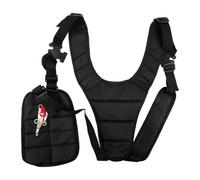 Trayneel Double sangle d'épaule pour débroussailleuse, débroussailleuse et scie à débroussailleuse, harnais rembourré en nylon avec ajustement réglable, noir