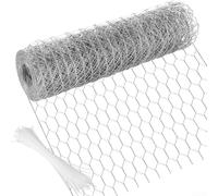 Trayneel Grillage hexagonal galvanisé 34,8 cm x 10 m de diamètre 0,6 mm pour clôture de jardin et volaille léger et résistant à la rouille avec 50 attaches pour extérieur