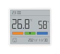 Trayneel Hygromètre mural LCD numérique avec affichage de l'heure, plage de température de -9,9 à 60 °C, humidité de 10 à 99 %, code couleur, indicateur de confort pour chambre à coucher, salon