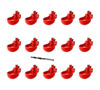 Trayneel Lot de 15 bols à eau pour volaille - Pour bouteilles d'eau de 15 gallons et tuyaux en PVC - Abreuvoir réglable en plastique - Avec foret - Système de 25 pièces