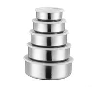 Trayneel Lot de 5 boîtes à déjeuner en acier inoxydable avec couvercles transparents - Bols de rangement empilables profonds pour la cuisine, l'organisation du mélange et du service, passent au