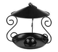 Trayneel Mangeoire à oiseaux en fer forgé pour jardin, balcon ou fenêtre, station de nectar décorative en métal, noir, grande taille à suspendre