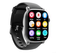 Trayneel Montre de sport MP3 sans fil avec écran tactile HD de 5,1 cm, lecture vidéo, AVI, e-book, construction en métal pour un style de vie actif, fonction haut-parleur portable (noir gris, 16 Go)