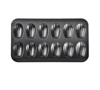 Trayneel Moule à gâteau à 12 cavités en acier inoxydable anti-adhésif pour cupcakes, muffins et pâtisseries, four, micro-ondes, congélateur et lave-vaisselle, noir doré, 39,9 x 22,6 cm (noir)