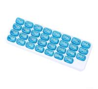 Trayneel Pilulier mensuel 31 jours matin et soir avec 32 compartiments en plastique pour pilules du matin et du soir Design à code couleur pour la maison, le bureau ou les vacances (E)