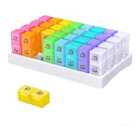 Trayneel Pilulier mensuel de 31 jours matin et soir avec 32 compartiments en plastique pour pilules du matin et du soir, design à code couleur pour la maison, le bureau ou les vacances (B)