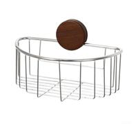 Trayneel Porte-éponge triangulaire à ventouse pour cuisine et salle de bain en acier inoxydable 304 avec ventouse puissante, sans perçage, drainage facile (noyer)