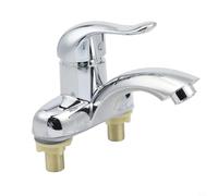 Trayneel Robinet de lavabo à double trou pour eau chaude et froide avec buse filtrante en céramique pour lavabo de salle de bain Argenté (type acier plastique)