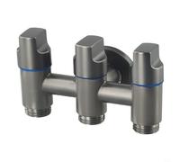 Trayneel Robinet inverseur de valve d'angle mural à trois voies pour salle de bain, évier, douche, machine à laver, lave-vaisselle, entrée 1,27 cm, construction en laiton à trois sorties (gris)
