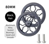 Trayneel Roue de vélo pliable de 80 mm - Construction en alliage d'aluminium et caoutchouc - Roulement léger et lisse pour réduire la friction et une mobilité facile (noir)