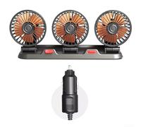 Trayneel Ventilateur de voiture à 3 têtes pour véhicule camion 5 V USB 12 V 24 V Refroidisseur d'air rotatif avec têtes réglables à 360 degrés, capot vers le haut et vers le bas, moteur sans balais