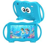 Trayoo Tablette pour enfants de 3 à 12 ans, 32 Go avec double caméra, contrôle parental, coque solide, WiFi, GMS, YouTube, Netflix, logiciel d'apprentissage Android installé (bleu)