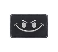 Trayosin Écusson en PVC brodé Motif mauvais smiley souriant Morale Tactical Military Crochet brodé Lueur dans le noir (A)