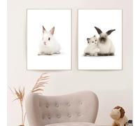 Trayosin Lot de 2 posters pour chambre d'enfant - Images de lapin de qualité supérieure - Décoration pour chambre de bébé garçon et fille - Sans cadre photo (21 x 30 cm)