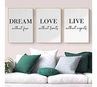 Trayosin Lot de 3 posters de qualité supérieure Dream Love Live - Noir et blanc - Sans cadre - Décoration murale moderne - 40 x 50 cm