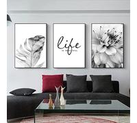 Trayosin Lot de 3 posters de qualité supérieure - Motif : fleur esthétique - Noir et blanc - Plume de pissenlit - Décoration murale moderne - Sans cadre (A,21 x 30 cm)