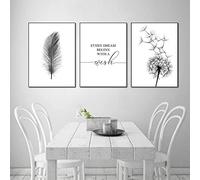 Trayosin Lot de 3 posters design de qualité supérieure - Noir et blanc - Plume de pissenlit - Motif : fleurs de pissenlit abstraites - Pour la décoration du salon - Sans cadre - (l ,21 x 30 cm)