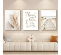 Trayosin Lot de 3 posters - Impression d'art moderne - Style bohème - Herbe de la pampa - Décoration murale - Pour salon et chambre à coucher - Beige - Sans cadre - B, 30 x 40 cm