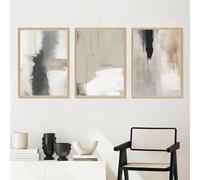 Trayosin Lot de 3 posters modernes - Aquarelle - Décoration de salon et chambre à coucher - Sans cadre - Beige noir et gris - Impression d'art sur toile de qualité supérieure - Sans cadre - 40 x 50 cm