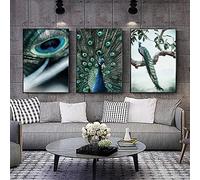 Trayosin Lot de 3 posters muraux de luxe - Plumes de paon - Pour salon - Moderne - Impression d'art - Décoration murale élégante - Sans cadre photo - 30 x 40 cm