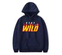 Trconk Ben Azelart Stay Wild Merch Sweat À Capuche Cordon De Serrage Poche Imprimée Sweatshirts À Manches Longues Unisexe Couple Pullover Hoodies pour Hommes Femmes XS~4XL-Black||XS