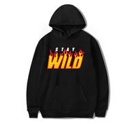Trconk Ben Azelart Stay Wild Merch Sweat À Capuche Cordon De Serrage Poche Imprimée Sweatshirts À Manches Longues Unisexe Couple Pullover Hoodies pour Hommes Femmes XS~4XL-Black||XS