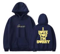 Trconk Gracie Abrams I Love You I'm Sorry Hoodie Homme Femme Unisexe Mode Manches Longues Sweat À Capuche Casual Oversized Pullover Sweatshirts XS~4XL-Black||XS