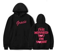 Trconk Gracie Abrams I've Missed You Im Sorry Tour Merch Sweat À Capuche Unisexe Pocket Drawstring À Manches Longues Sweatshirt Fashion Imprimé Pullover Hoodies pour Hommes Femmes XS~4XL-Black||XS