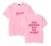 Trconk Gracie Abrams I've Missed You Im Sorry Tour Merch T-Shirts Casual Unisex Manches Courtes Surdimensionnés Coton T-Shirts pour Hommes Femmes XS~4XL-Black||XS