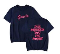 Trconk Gracie Abrams I've Missed You Im Sorry Tour Merch T-Shirts Casual Unisex Manches Courtes Surdimensionnés Coton T-Shirts pour Hommes Femmes XS~4XL-Black||XS