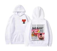 Trconk Rapper Bad Bunny Casual Surdimensionné Pullover Sweat À Capuche Homme Femme Vintage Manches Longues Sweatshirt Hip Hop Vêtements De Rue-Black||XXS
