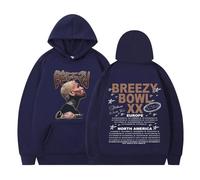Trconk Rapper Chris Brown Breezy Bowl XX Tour Sweats À Capuche Unisexe Imprimé À Manches Longues Hoodies Casual Oversized Pullover Sweatshirts Streetwear pour Hommes Femmes XS~4XL-Blue||m