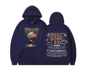 Trconk Rapper Chris Brown Breezy Bowl XX Tour Sweats À Capuche Unisexe Imprimé À Manches Longues Hoodies Casual Oversized Pullover Sweatshirts Streetwear pour Hommes Femmes XS~4XL-Blue||m