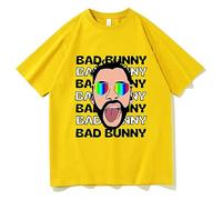Trconk T-Shirts Bad Bunny Imprimé Coton T Shirts Hommes Femmes Mode Hip Hop Surdimensionné Manches Courtes Hauts Vêtements De Ville XXS~4XL-Black||XXS