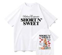 Trconk T-Shirts Sabrina Carpenter Unisexe Oversize Manches Courtes Coton Streetwear Haut Summer Décontracté T-Shirt pour Hommes Femmes XS~4XL-White||m