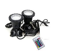 TRDEWR 12V RGB LED lumière sous-Marine 36LED IP68 étanche projecteur d'aquarium Piscine Fontaine étang réservoir for Paysage décor CréEr Une Ambiance(2 Lights with Remote)