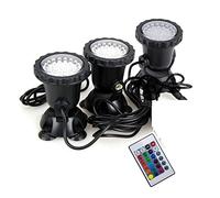 TRDEWR 12V RGB LED lumière sous-Marine 36LED IP68 étanche projecteur d'aquarium Piscine Fontaine étang réservoir for Paysage décor CréEr Une Ambiance(3 Lights with Remote)