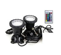 TRDEWR Étanche LED sous-Marine lumière Lampe RGB sous-Marin projecteur Piscine Fontaine étang Eau Jardin Aquarium CréEr Une Ambiance(2 Bulbs Set)