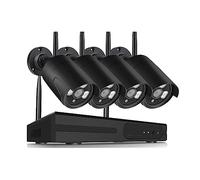 TRDEWR H.265 CCTV Caméra Système De Sécurité Kit WiFi 5MP 4CH sans Fil NVR Ensemble Extérieur Audio Vidéo Surveillance 8 Canaux Bonne Qualité d'image(1T,Black Camera kit)