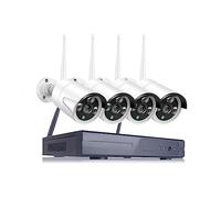TRDEWR H.265 CCTV Caméra Système De Sécurité Kit WiFi 5MP 4CH sans Fil NVR Ensemble Extérieur Audio Vidéo Surveillance 8 Canaux Bonne Qualité d'image(None,White Camera kit)