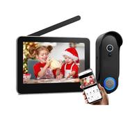TRDEWR Sonnette Ring Visiophone sans Fil avec Écran Tactile 7 Pouces Et Sonnette 1080p, Déverrouillage À Distance Installer en Un Clin D'œIl