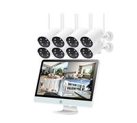 TRDEWR Système De Vidéosurveillance sans Fil 3MP 8CH NVR WiFi Ensemble Caméras Sécurité IP Moniteur 12 Pouces Kit Surveillance Vidéo Étanche Audio 2 Voies Bonne Qualité d'image(2T,8CH NVR 8Cams(B))
