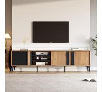 Trdlpyn Lowborad - Meuble TV pour téléviseur jusqu'à 80" - Avec porte et compartiment ouvert - Pour salon, chambre à coucher - 180 x 40 x 50 cm