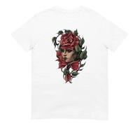 TRdUaNGS Crown of Roses Street Tattoo Art Printed T-Shirt White L