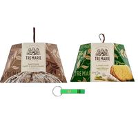 Tre Marie Panettone Café et chocolat + crème de pistache Kit d'essai Gâteau de Noël italien 1 x 950 g + 1 x 930 g + Porte-clés Beni Culinari gratuit