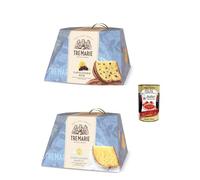 Tre Marie Panettone Capolavoro noir 830 g et Capolavoro Bianco 800 g avec pépites de chocolat extra sombres et sauce vanille + polpa italien gourmet 400 g